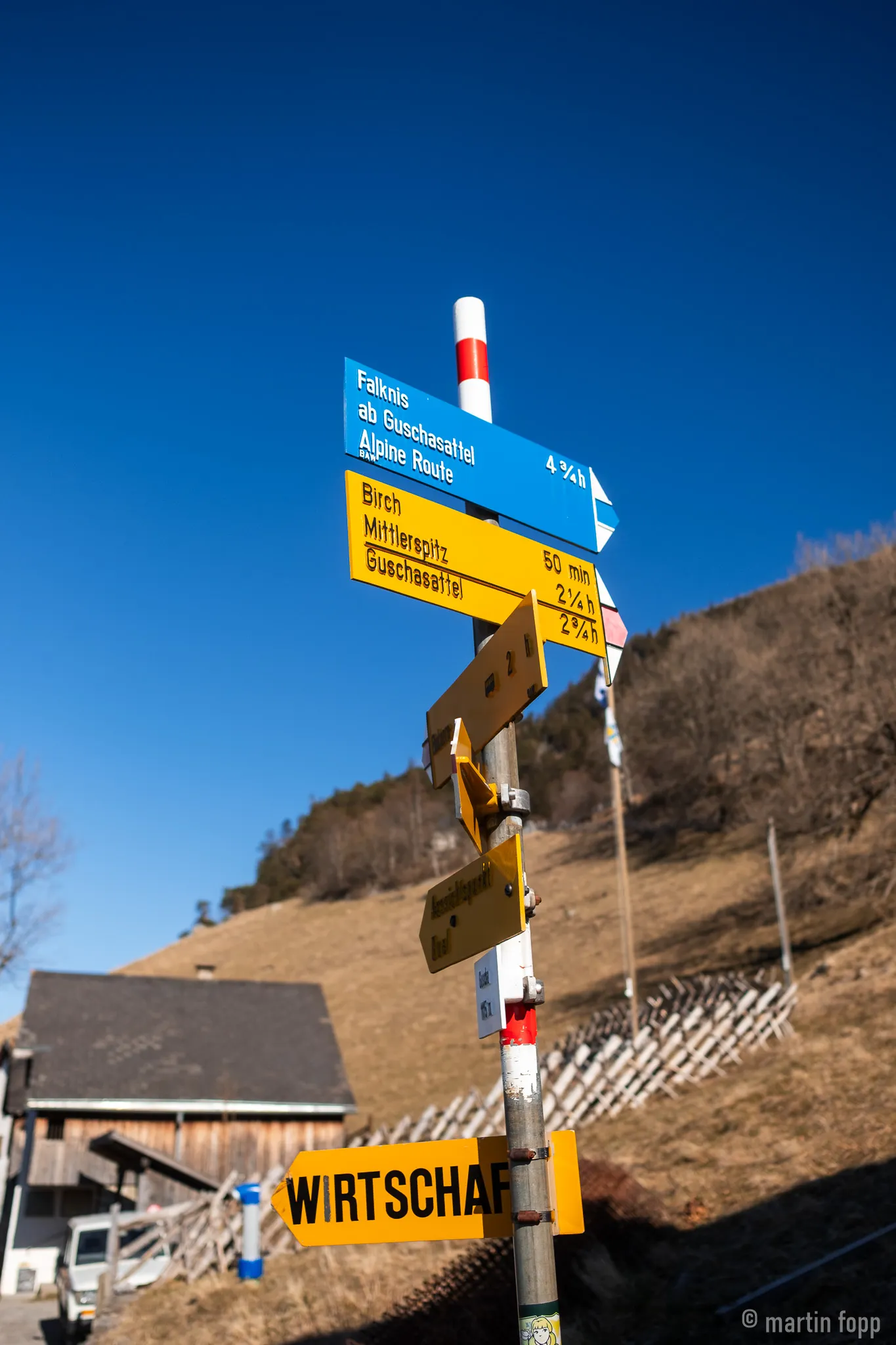 Wegweiser auf der Guscha